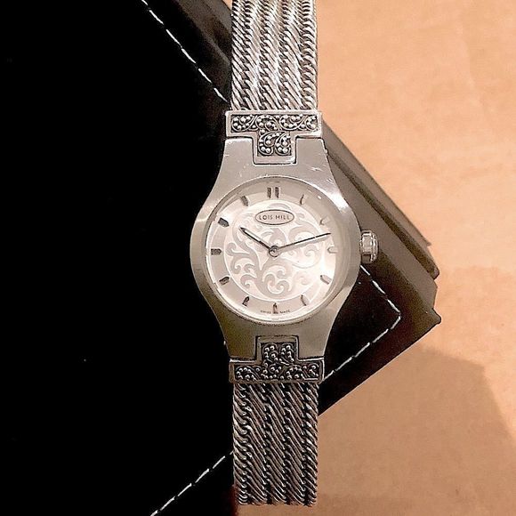 LOIS HILL Sterling Silver Watch Swiss Movement Woven Bracelet Band - Picture 2 of 13